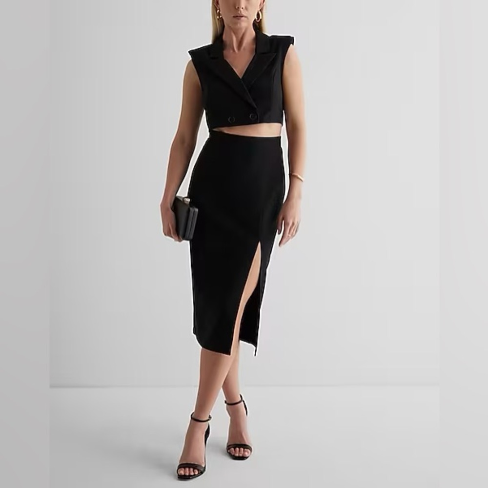 Express Sleeveless Cutout Midi Blazer Dress